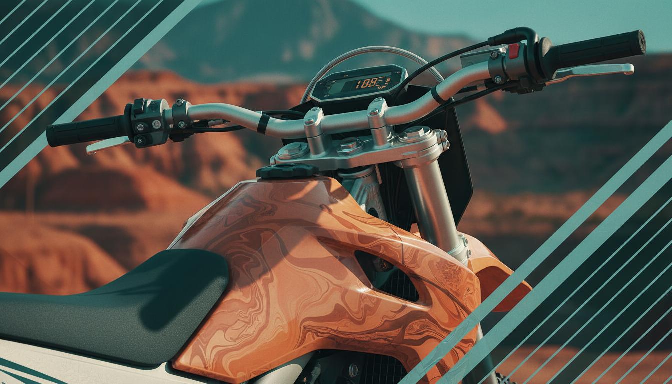 Dirt bike fuel tank and handlebar controls